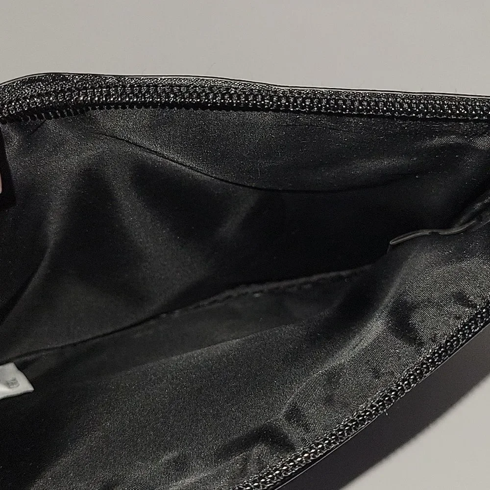 Victoria's Secret Zippered Sequin Bling Confetti Wristlet Make-up Bag Black